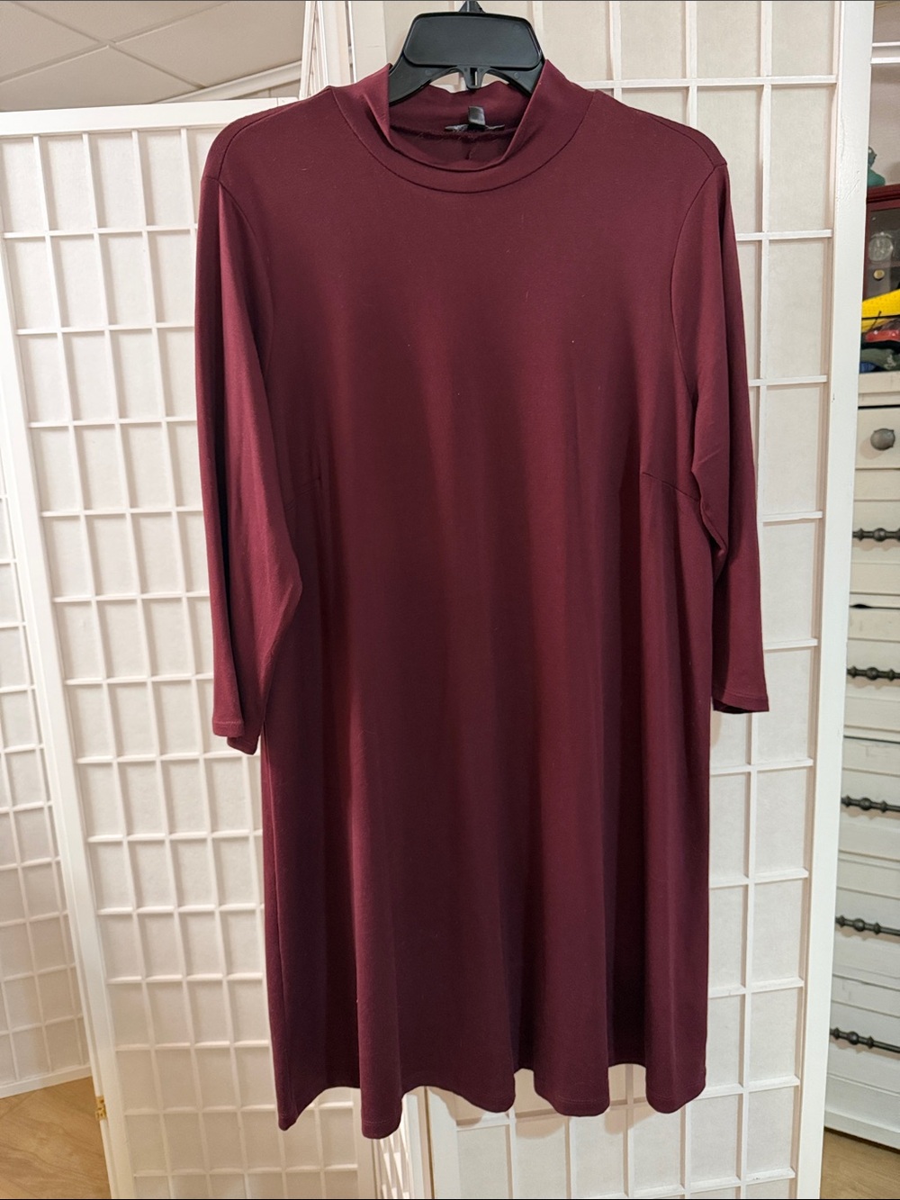 As U Wish Burgundy Mock Neck Midi Swing Dress